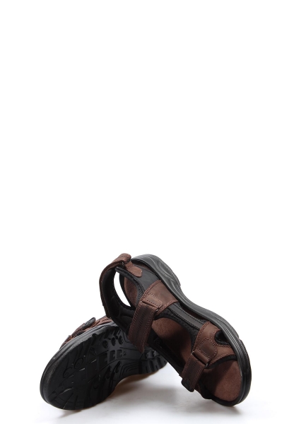 MirgeShoes Kahve Erkek Açık Hava Spor Sandalet Hakiki Deri MRG011027711629