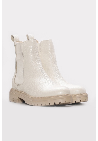 MirgeShoes Krem Lastikli Kadın Klasik Chelsea Bot Hakiki Deri MRG0127619261659