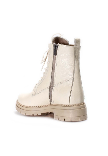 MirgeShoes Krem Fermuarlı Kadın Klasik Postal Bot Hakiki Deri MRG0127619261548