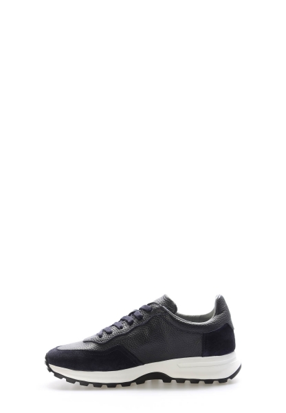 MirgeShoes Lacivert Bağcıklı Erkek Spor Sneaker Ayakkabı Hakiki Deri MRG018531315287