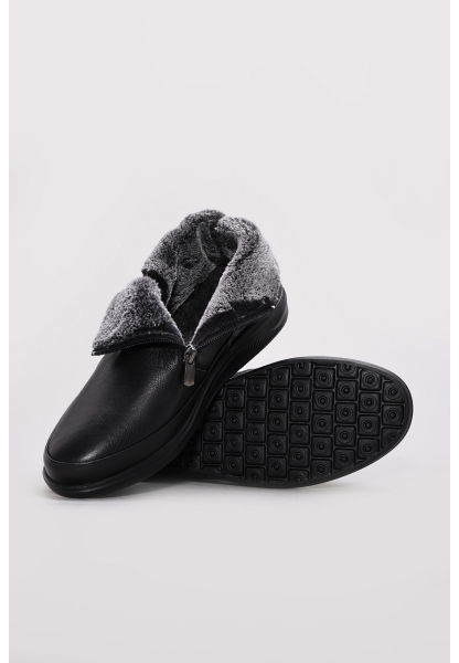 MirgeShoes Siyah Fermuarlı Erkek Klasik Bot Kaymaz Taban Hakiki Deri MRG0125619131937