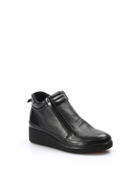 MirgeShoes Siyah Fermuarlı Kadın Dolgu Topuk Bot Kaliteli Hakiki Deri MRG0199319261468