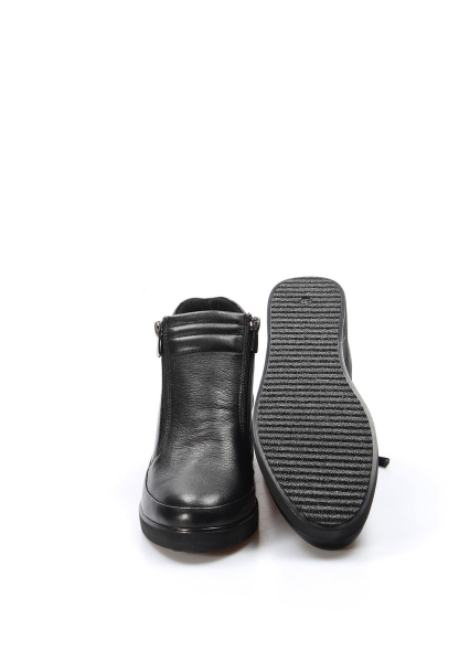 MirgeShoes Siyah Fermuarlı Kadın Dolgu Topuk Bot Kaliteli Hakiki Deri MRG0199319261468