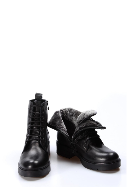 MirgeShoes Siyah Fermuarlı Kadın Klasik Bot Kaliteli Hakiki Deri MRG01103119261314