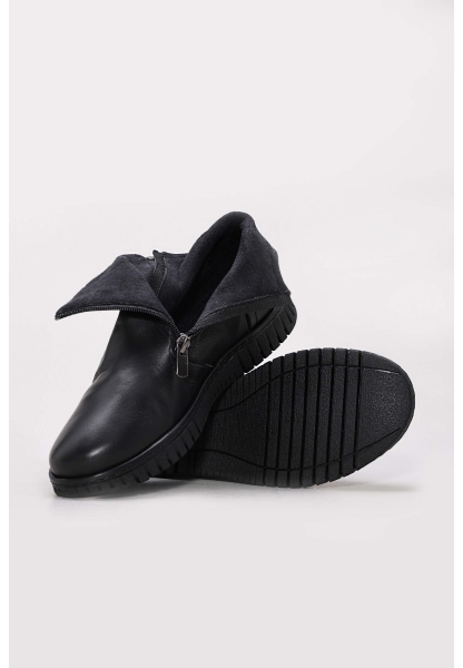 MirgeShoes Siyah Fermuarlı Kadın Klasik Bot Kaliteli Hakiki Deri MRG018871926123882