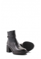 MirgeShoes Siyah Fermuarlı Kadın Klasik Bot Kalın Topuklu Hakiki Deri MRG018871926124731