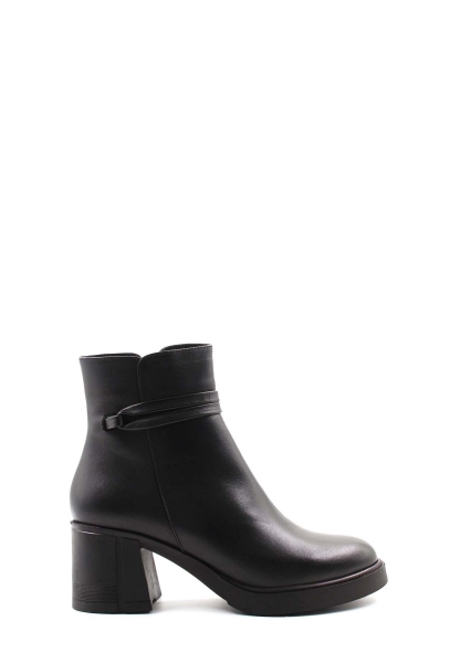MirgeShoes Siyah Fermuarlı Kadın Klasik Bot Kalın Topuklu Hakiki Deri MRG018871926124731