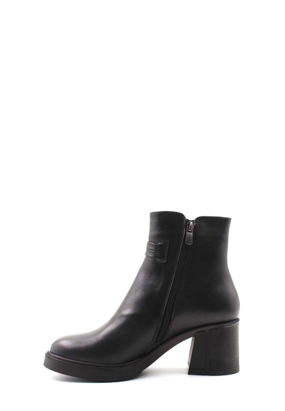 MirgeShoes Siyah Fermuarlı Kadın Klasik Bot Kalın Topuklu Hakiki Deri MRG018871926124731