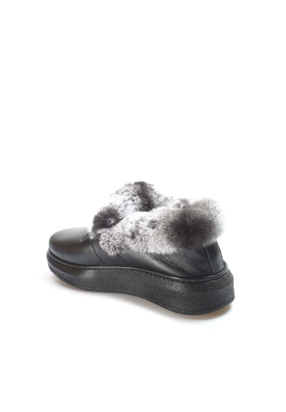 MirgeShoes Siyah Bağcıksız Kadın Klasik Bot Hakiki Deri MRG01863112610136