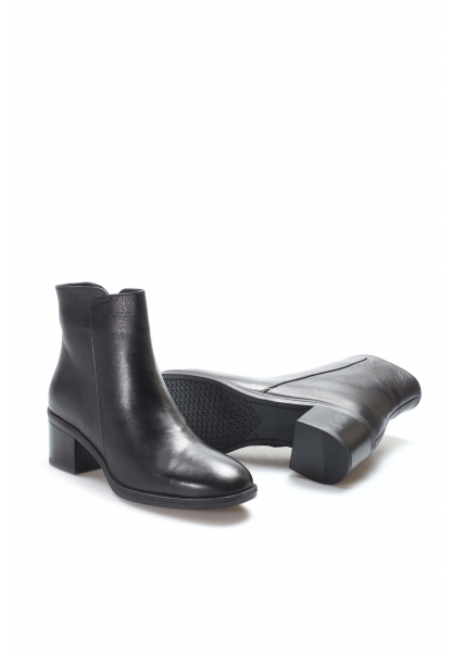 MirgeShoes Siyah Fermuarlı Kadın Klasik Topuklu Bot Hakiki Deri MRG01887192612767