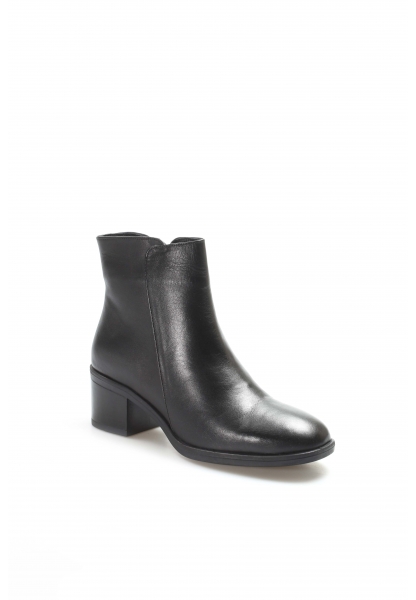 MirgeShoes Siyah Fermuarlı Kadın Klasik Topuklu Bot Hakiki Deri MRG01887192612767