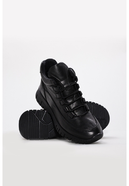MirgeShoes Siyah Fermuarlı Kadın Spor Bot Kaliteli Hakiki Deri MRG018871926125821