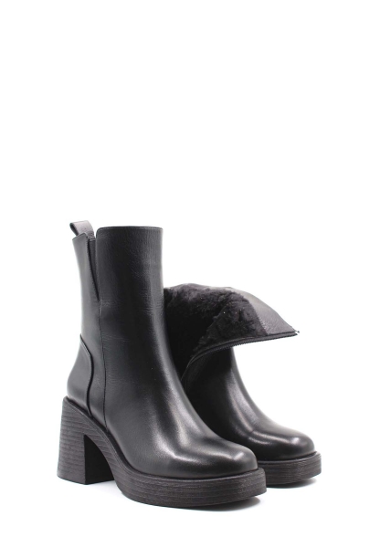 MirgeShoes Siyah Fermuarlı Kadın Topuklu Bot Kaliteli Hakiki Deri MRG0134719261065920