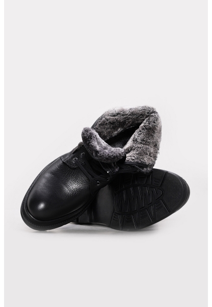 MirgeShoes Siyah Bağcıklı Erkek Chelsea Bot Kalın Taban Hakiki Deri MRG011073191311143