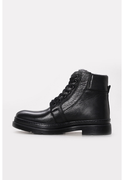 MirgeShoes Siyah Bağcıklı Erkek Chelsea Bot Kalın Taban Hakiki Deri MRG011073191311143