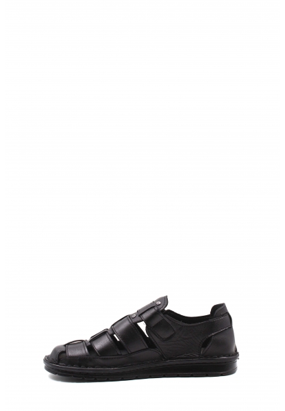 MirgeShoes Siyah Erkek Açık Hava Sandalet Hakiki Deri MRG011057131133