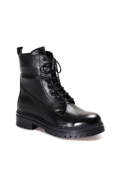 MirgeShoes Siyah Fermuarlı Kadın Klasik Postal Bot Hakiki Deri MRG0127619261548