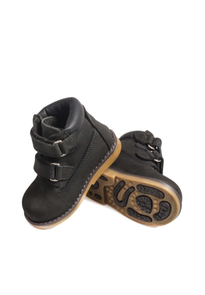 MirgeShoes Bebek Worker Bot Hakiki Deri Siyah Nubuk  MRG0113619211113