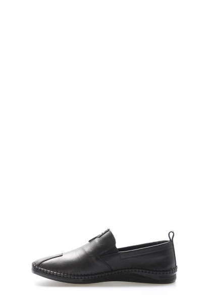 MirgeShoes Siyah Bağcıksız Erkek Casual Ayakkabı Hakiki Deri MRG01256131525