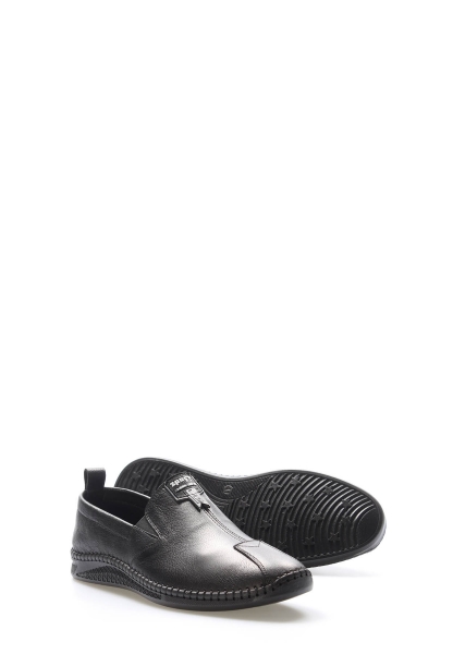 MirgeShoes Siyah Bağcıksız Erkek Casual Ayakkabı Hakiki Deri MRG01256131525