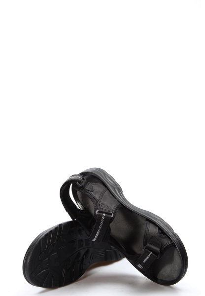 MirgeShoes Siyah Erkek Açık Hava Spor Sandalet Hakiki Deri MRG0110371311629