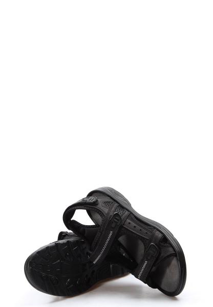 MirgeShoes Siyah Erkek Açık Hava Spor Sandalet Hakiki Deri MRG011027711629