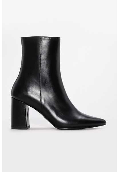 MirgeShoes Siyah Fermuarlı Kadın Kalın Topuklu Bot Hakiki Deri MRG0134542613428