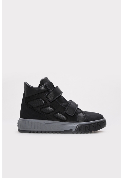 MirgeShoes Siyah Unisex Çocuk Cırtcırtlı Spor Bot Kaliteli Hakiki Deri MRG01742196116428