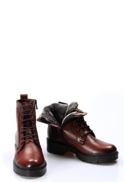 MirgeShoes Taba Fermuarlı Kadın Klasik Bot Kaliteli Hakiki Deri MRG01103119261314