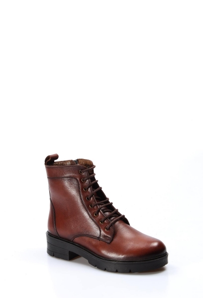 MirgeShoes Taba Fermuarlı Kadın Klasik Bot Kaliteli Hakiki Deri MRG01103119261314