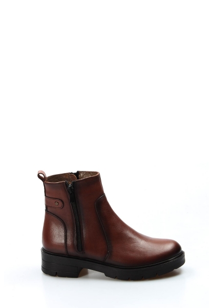 MirgeShoes Taba Fermuarlı Kadın Klasik Bot Kaliteli Hakiki Deri MRG01103119261316