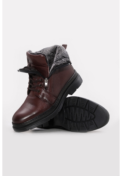 MirgeShoes Taba Fermuarlı Erkek Klasik Bot Kalın Taban Hakiki Deri  MRG011073191311143