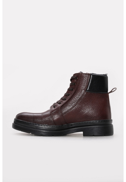 MirgeShoes Taba Fermuarlı Erkek Klasik Bot Kalın Taban Hakiki Deri  MRG011073191311143