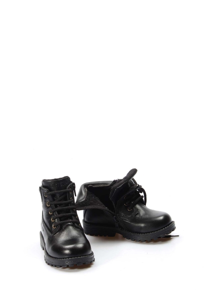 MirgeShoes Siyah Unisex Fermuarlı Çocuk Worker Bot Hakiki Deri MRG01136191611114