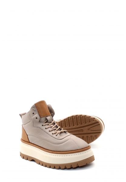 MirgeShoes Vizon Bağcıklı Kadın Spor Bot Kaliteli Hakiki Deri MRG01539192613333