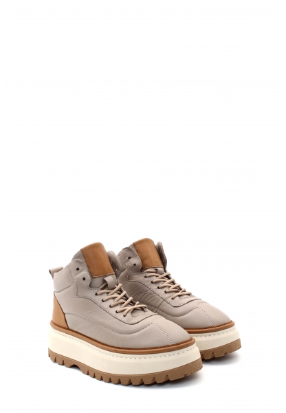 MirgeShoes Vizon Bağcıklı Kadın Spor Bot Kaliteli Hakiki Deri MRG01539192613333