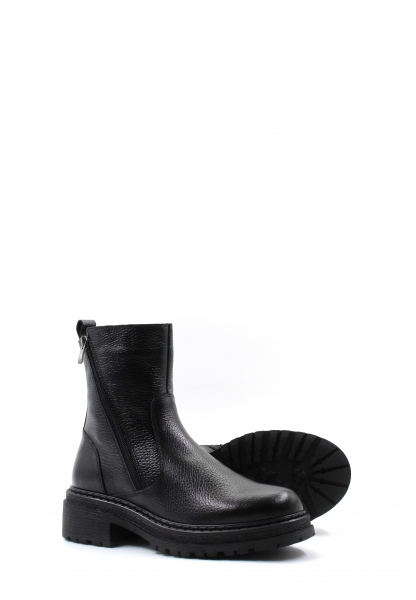 MirgeShoes Siyah Fermuarlı Kadın Kalın Taban Bot Kaliteli Hakiki Floter Deri MRG0138719261840