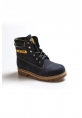 MirgeShoes Lacivert Bağcıklı Kadın Worker Bot Hakiki Nubuk Deri MRG011068197262