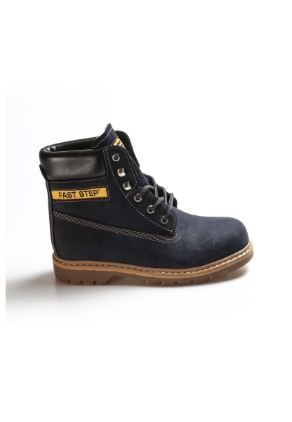 MirgeShoes Lacivert Bağcıklı Kadın Worker Bot Hakiki Nubuk Deri MRG011068197262