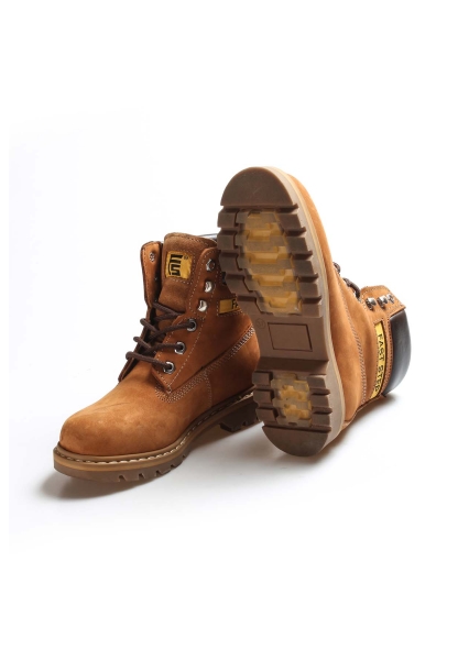 MirgeShoes Taba Bağcıklı Kadın Worker Bot Hakiki Nubuk Deri MRG011068197262