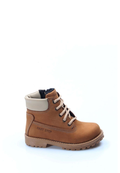 MirgeShoes Taba Unisex Fermuarlı Çocuk Worker Bot Hakiki Nubuk Deri MRG01136191611114