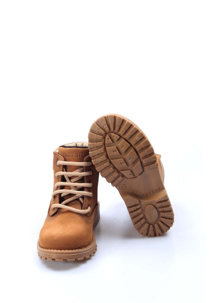 MirgeShoes Taba Unisex Fermuarlı Çocuk Worker Bot Hakiki Nubuk Deri MRG01136191611114