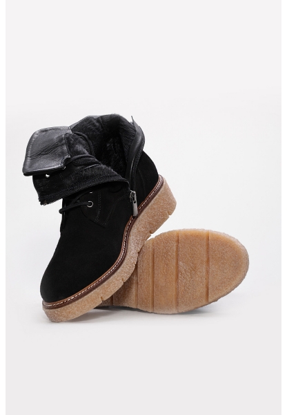 MirgeShoes Siyah Fermuarlı Kadın Bot Kaliteli Hakiki Süet Deri MRG01787192612720