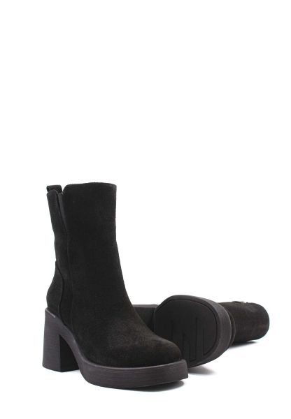 MirgeShoes Siyah Fermuarlı Kadın Topuklu Bot Kaliteli Hakiki Süet Deri MRG0134719261065920