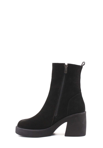 MirgeShoes Siyah Fermuarlı Kadın Topuklu Bot Kaliteli Hakiki Süet Deri MRG0134719261065920