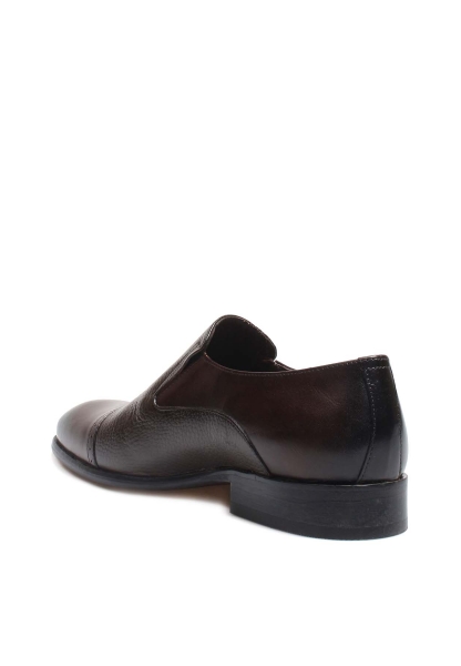 MirgeShoes Kahve Bağcıksız Erkek Klasik Kösele Ayakkabı İçi Dışı Hakiki Deri MRG01367131792