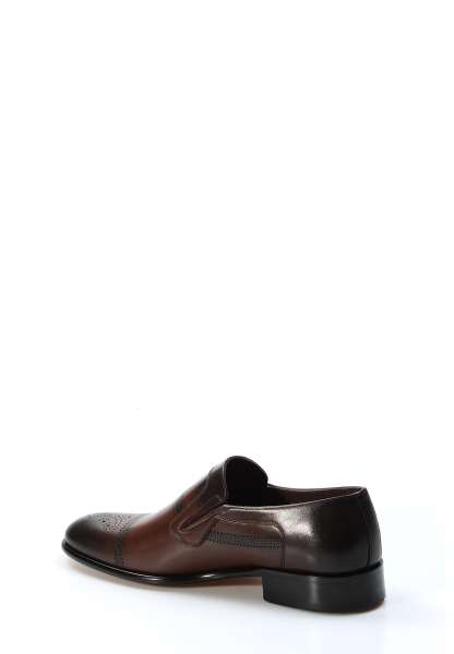 MirgeShoes Kahve Bağcıksız Erkek Klasik Kösele Ayakkabı İçi Dışı Hakiki Deri MRG0110231314621