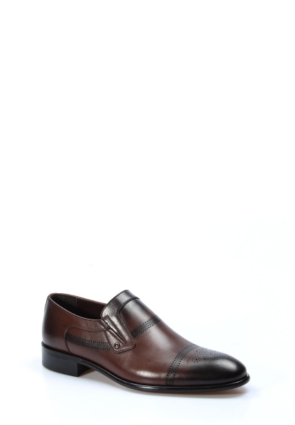 MirgeShoes Kahve Bağcıksız Erkek Klasik Kösele Ayakkabı İçi Dışı Hakiki Deri MRG0110231314621