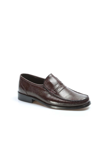 MirgeShoes Kahve Bağcıksız Erkek Klasik Kösele Ayakkabı İçi Dışı Hakiki Deri MRG011062131942