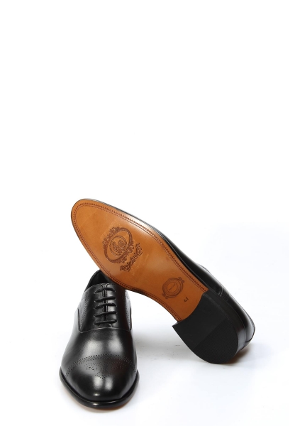 MirgeShoes Siyah Bağcıklı Erkek Klasik Kösele Ayakkabı İçi Dışı Hakiki Deri MRG0110231314620